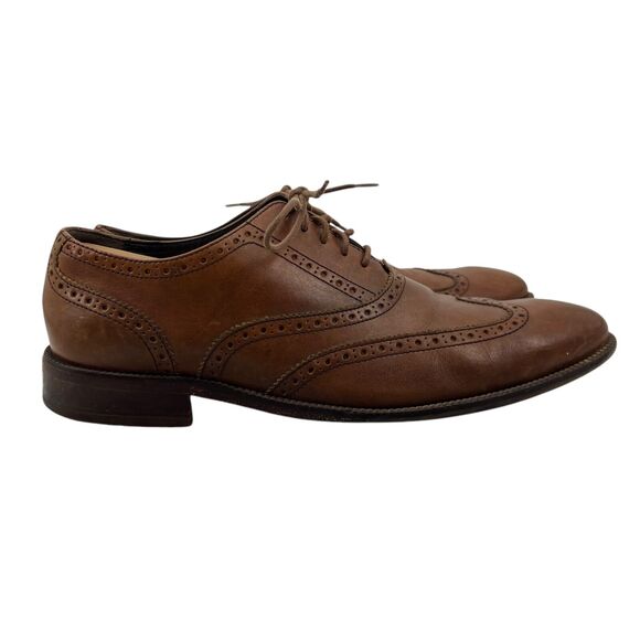 Cole Haan Mens 10.5 Shoes Brown Williams Wingtip Oxford Leather Lace Up Dress - Picture 1 of 15